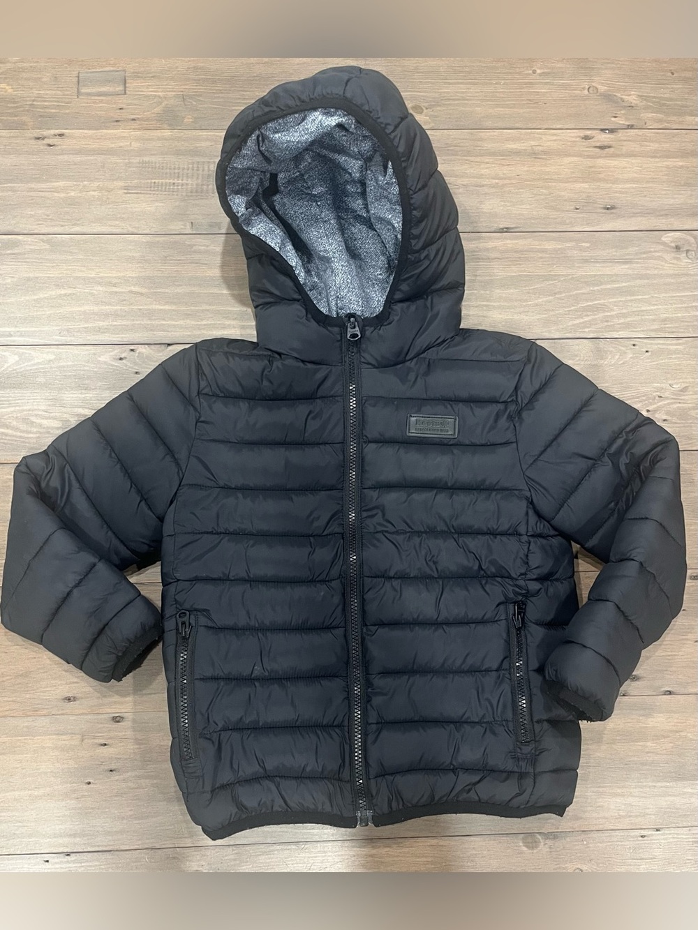 Kids Black Hooded Puffer Jacket  Reversible 5-6 years